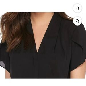 Calvin Klein Elegant Black Flutter Sleeve Blouse. Size Small